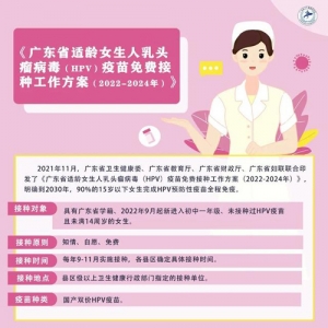 国际HPV知晓日：预防宫颈癌，广东适龄女生免费接种HPV疫苗！