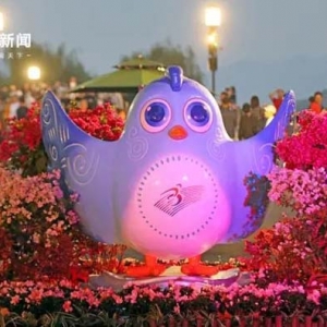 亚残运会吉祥物“飞飞”西湖断桥交接上岗