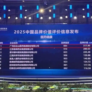 317.9亿元！广药白云山位列中国医药健康品牌榜第一